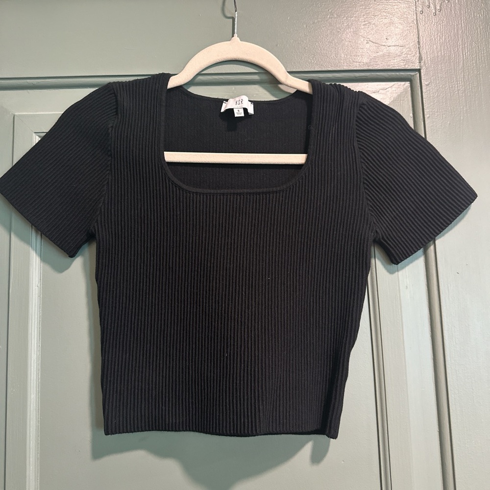 NSR Black Ribbed Stretchy Crop Top Size Small